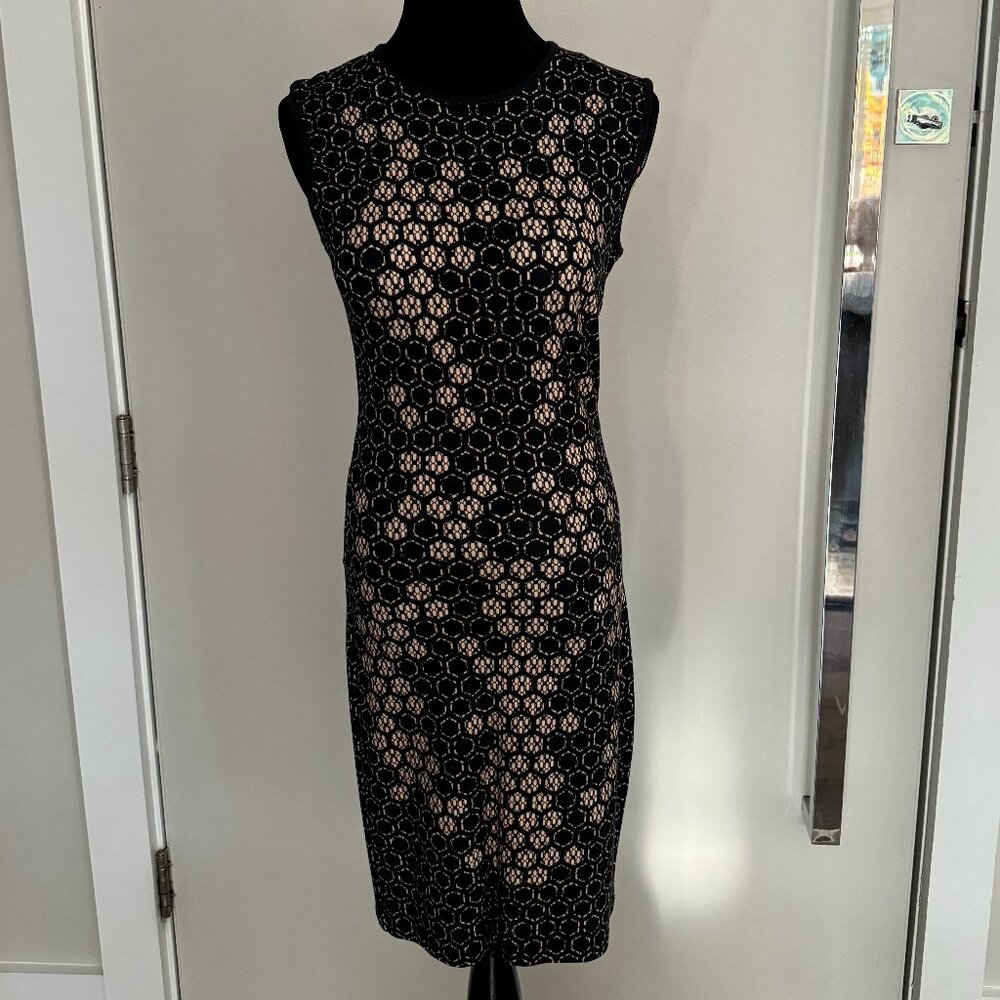 Alexander McQueen Navy & Cream Honeycomb Dress